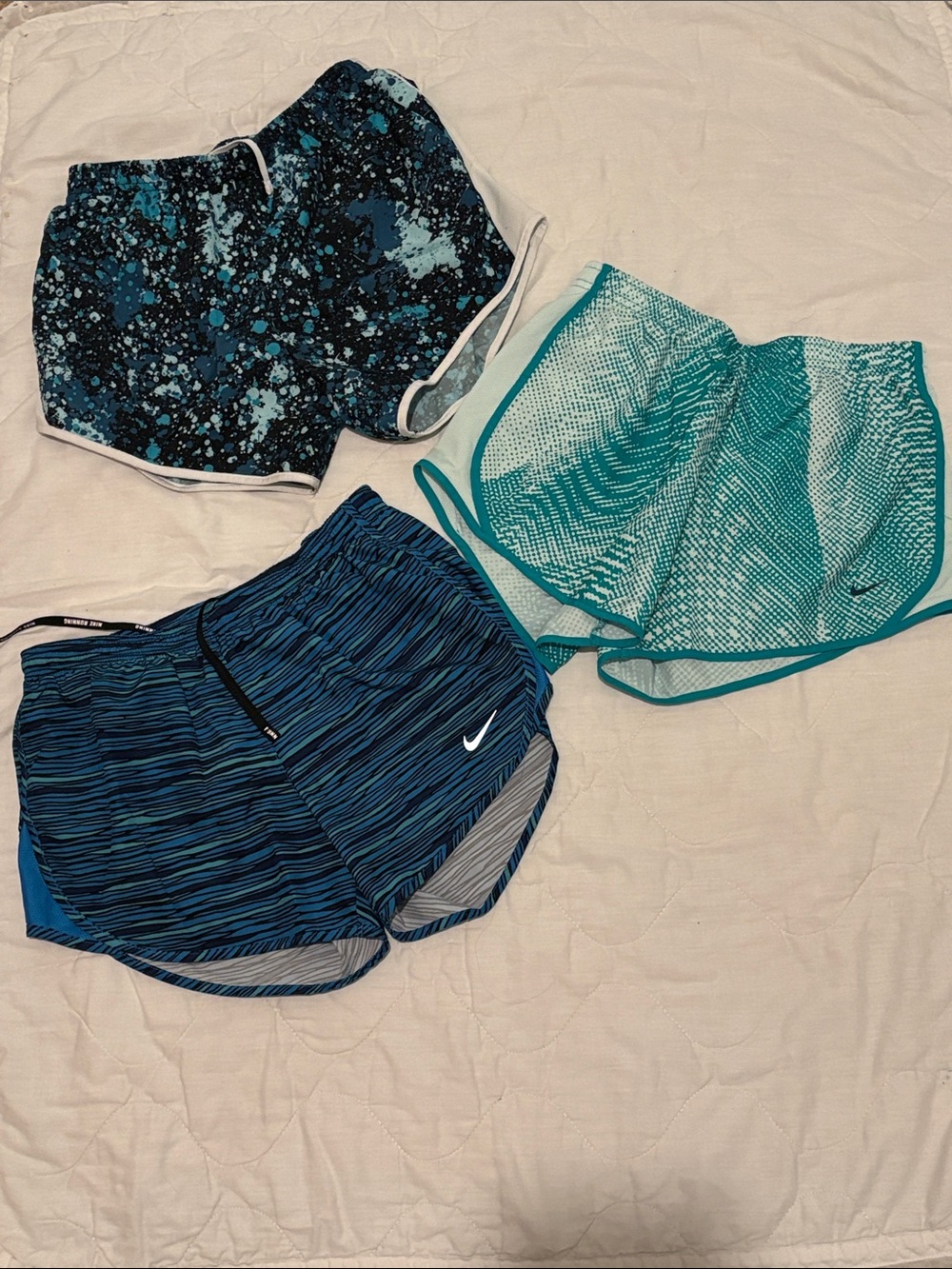 Nike Women's Mixed Blue & Teal Running Shorts Trio